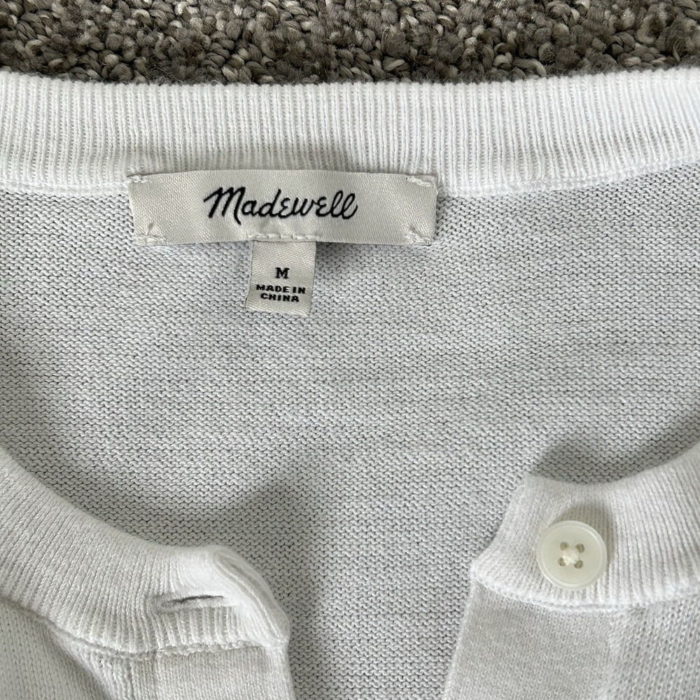 Madewell Button-Front Cardigan in 100% Cotton - White New - Picture 5 of 11